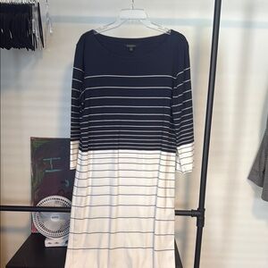 Navy and White Striped Dress